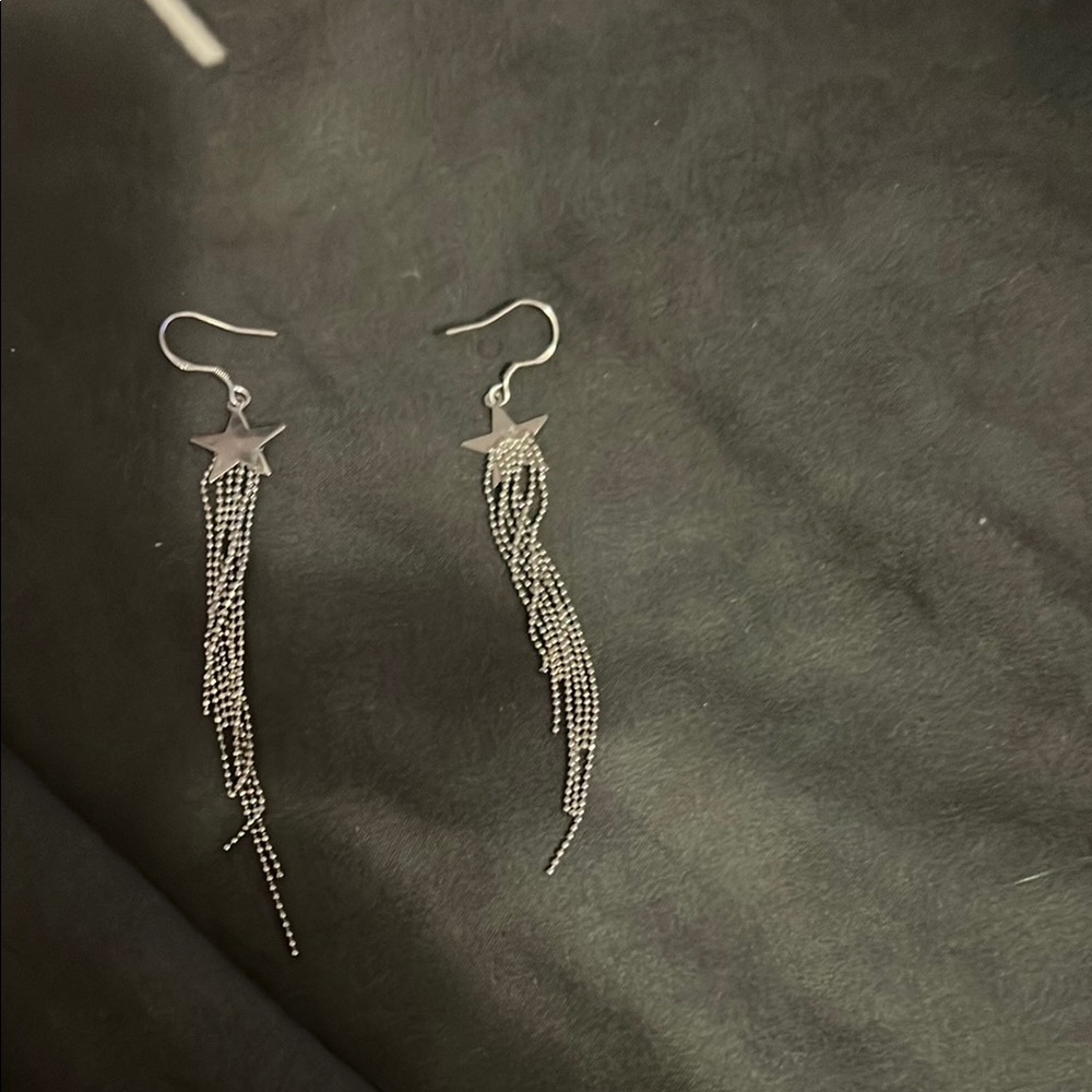 Silver Star Dangle Earrings